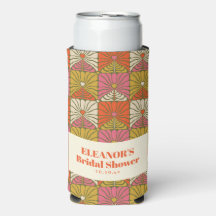 Groovy Vintage Orange Florales Brautparty-Name