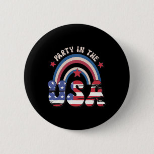 Groovy Vintage-Party in den USA Regenbogen Amerika Button