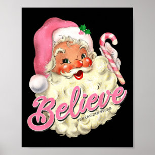 Groovy Vintage Rosa Weihnachtsmann Glaube Weihnach Poster