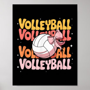 Groovy Volleyball Coquette Bow Volleyball Lover Vo Poster