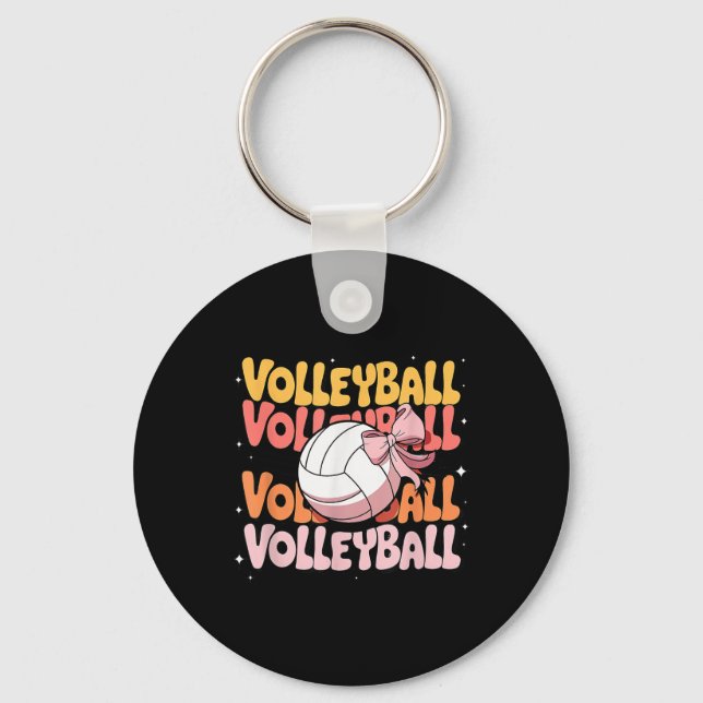 Groovy Volleyball Coquette Bow Volleyball Lover Vo Schlüsselanhänger (Vorderseite)