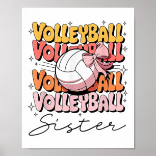 Groovy Volleyball Sister Coquette Bow Volleyball Poster