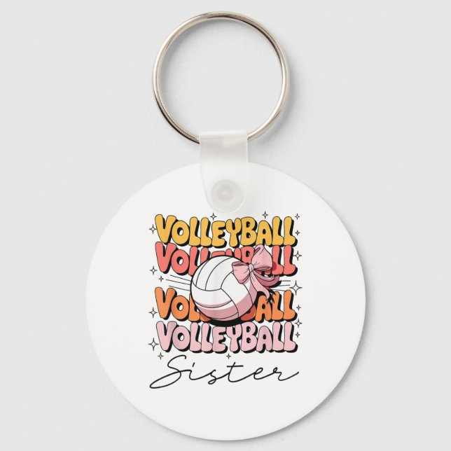 Groovy Volleyball Sister Coquette Bow Volleyball Schlüsselanhänger (Vorderseite)