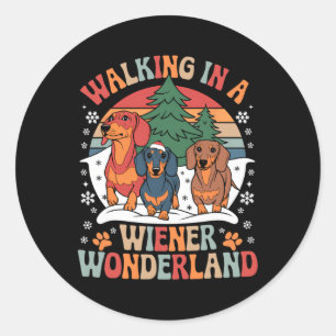 Groovy Walking in der Dackel Wunderland Dackel Tr Runder Aufkleber