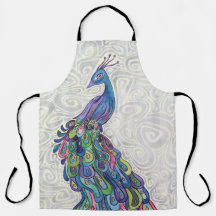 Groovy Watercolor Peacock Bird Schürze