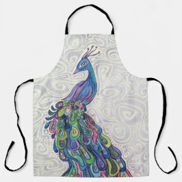 Groovy Watercolor Peacock Bird Schürze