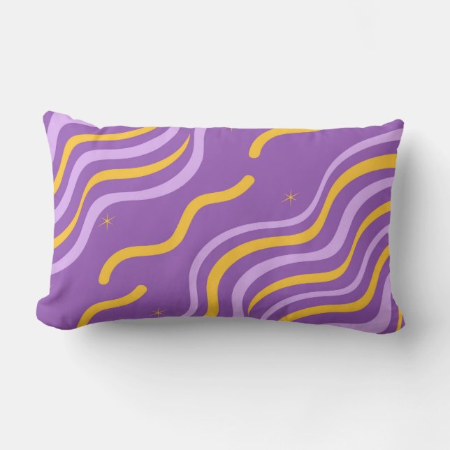 Groovy Wavy Stripe Lila Gelber Minimalistischer Fr Lendenkissen (Vorderseite)