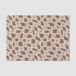 Groovy Wavy Trippy 60er Blume Karo Neutral Brown Seidenpapier