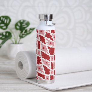 Groovy Wavy Trippy 60er Blume Karo Rot Rosa Trinkflasche