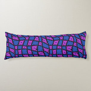 Groovy Wavy Trippy 60er Blume Karos Blue Pink Seitenschläferkissen