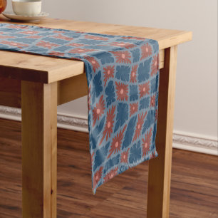 Groovy Wavy Trippy 60er Blume Karos Blue Red Kurzer Tischläufer