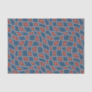 Groovy Wavy Trippy 60er Blume Karos Blue Red Seidenpapier