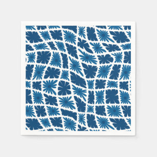 Groovy Wavy Trippy 60er Blume Karos Blues Serviette