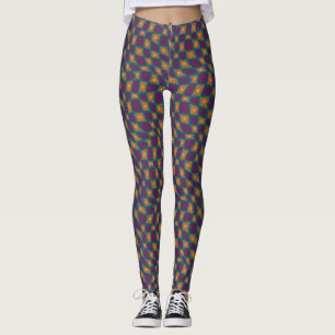 Groovy Wavy Trippy 60er Blume Karos Orange Pink Leggings