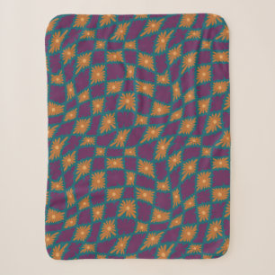 Groovy Wavy Trippy 60er Blume Karos Orange Pink Sherpadecke