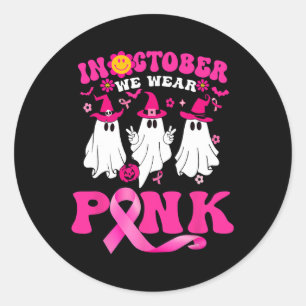 Groovy Wear Pink Brustkrebs Krieger Niedlich Ghost Runder Aufkleber