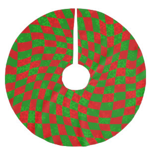 Groovy Weihnachten gecheckt Wirblen Schneeflocken Polyester Weihnachtsbaumdecke