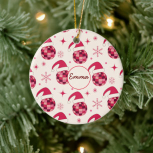 Groovy Weihnachten Santa Disco Kugeln Benutzerdefi Keramik Ornament