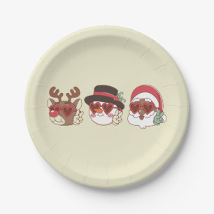 groovy weihnachten schwarzer weihnachtsmann rentie pappteller