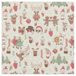 groovy weihnachten weihnachtsmann schneemann renti stoff