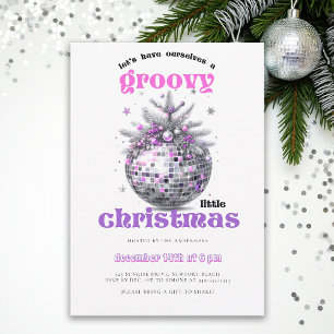 Groovy Weihnachts-Disco-Kugel Pinke Weihnachtsfeie Einladung