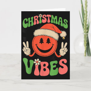 Groovy Weihnachts Stimmung Smile Gesicht Santa Hut Karte