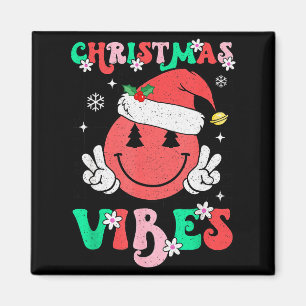 Groovy Weihnachts Stimmung Smile Gesicht Santa Hut Magnet