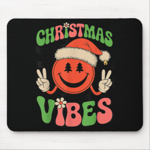 Groovy Weihnachts Stimmung Smile Gesicht Santa Hut Mousepad