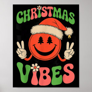 Groovy Weihnachts Stimmung Smile Gesicht Santa Hut Poster