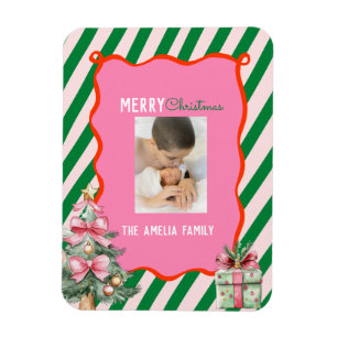 Groovy Weihnachtsbaum-Doodle-Foto Magnet