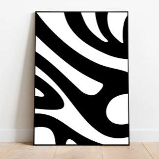 Groovy White and Black Art, Zebra Inspiriert Art Poster