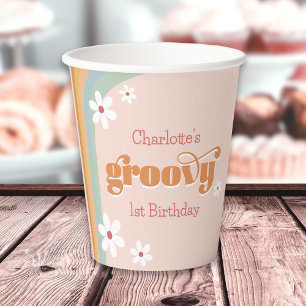 Groovy White Daisies, die Geburtstagsparty der 70e Pappbecher