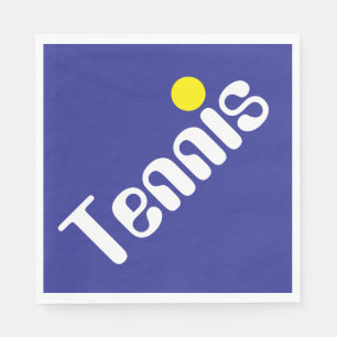 Groovy White Yellow TENNIS Text auf fett blau Serviette