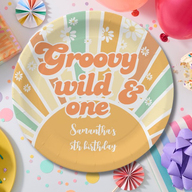 Groovy wild und ein Retro-Kindergeburtstag Pappteller (Von Creator hochgeladen)