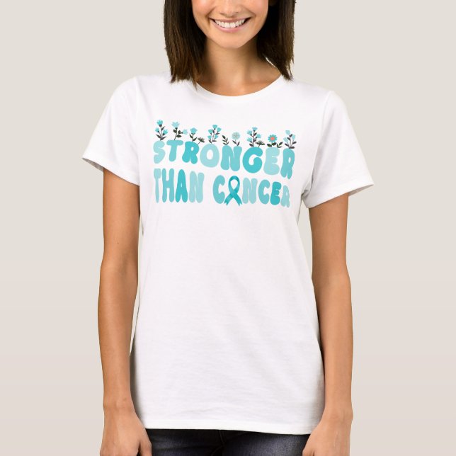 Groovy Wildblume stärker als Gebärmutterhalskrebs T-Shirt (Vorderseite)