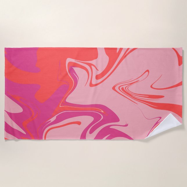 Groovy, Wirbel orange und rosa Muster Strandtuch (Vorderseite)