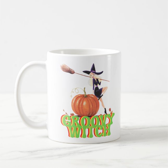 GROOVY WITCH lustige Halloween-Hexen Kaffeetasse (Links)