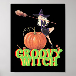 GROOVY WITCH lustige Halloween-Hexen Poster