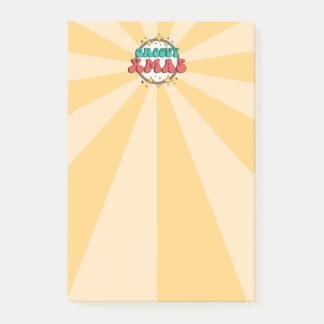 Groovy Xmas retro cartoon typography sign Post-it Klebezettel
