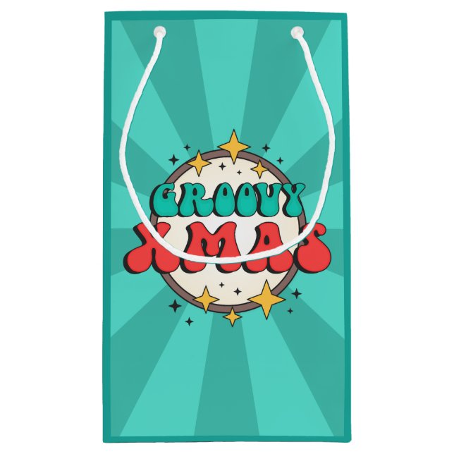 Groovy xmas retro groovy Textzeichen Kleine Geschenktüte (Rückseite)