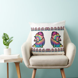 Groovy Yoga Bulldog: Lustige Tie Dye Farben Kissen