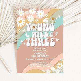 Groovy Young Wild und 3. Geburtstag Einladung