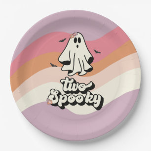 groovyer Geist retro Halloween Zwei Gruselige Gebu Pappteller