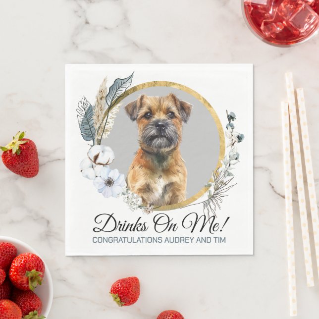 Grorder Terrier Wedding Napkins mit Hunden Foto Serviette (Beispiel)