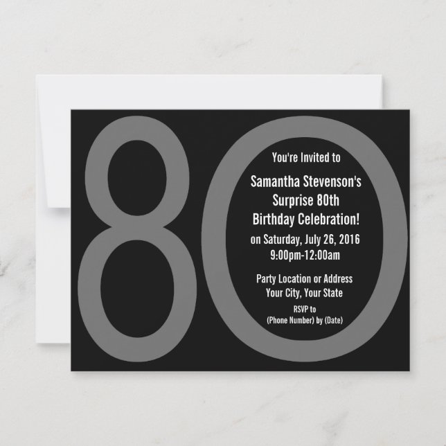 Gros 8-0 Invitations de fête d'anniversaire (Devant)