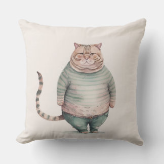 gros chat en jean coussin