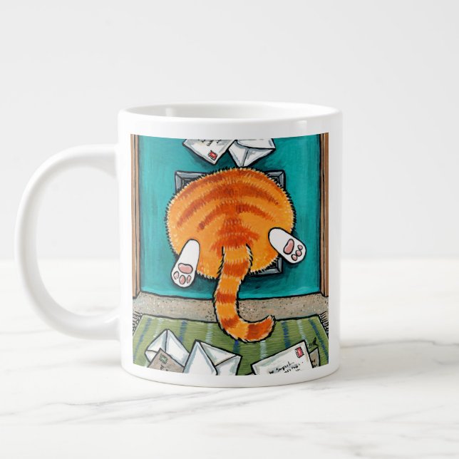 Gros chat Tabby orange dans la tasse de café Flap  (Gauche)
