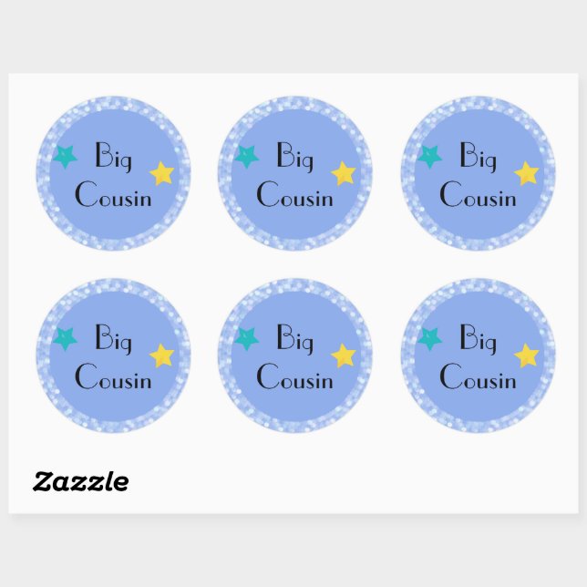 Gros cousin avec Sticker Classic Round Stars (Feuille)