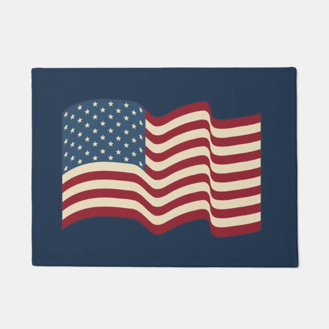 Gros Drapeau Américain Bienvenue Mat Doormat Tapis (Devant)