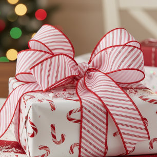 Gros-grain 1,5 " Ruban de Noël rayé bonbon rose et rouge
